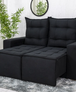 Sofá Retrátil Reclinável Rafaela 1.40m Veludinho Preto B20