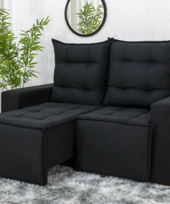 Sofá Retrátil Reclinável Rafaela 1.60m Veludinho Preto B20