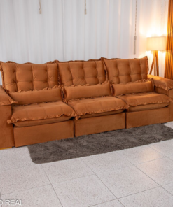 Sofá Retrátil Reclinável Maldivas 3.20m Veludo Terracota A62 - Imagem 2