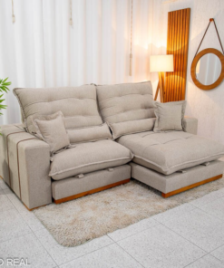 Sofá Retrátil Reclinável Mônaco 2.50m Boucle Bege A67 - Molas Ensacadas - Imagem 2
