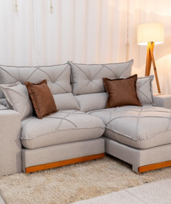 Sofá Retrátil Reclinável Gran Bello 2.30m Linho Cinza 31 - Molas Ensacadas Pocket