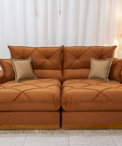 Sofá Retrátil Reclinável Gran Bello 2.30m Veludo Terracota 24 - Molas Ensacadas Pocket - Imagem 2
