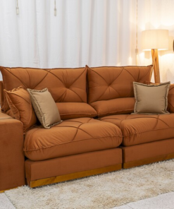 Sofá Retrátil Reclinável Gran Bello 2.30m Veludo Terracota 24 - Molas Ensacadas Pocket - Imagem 3