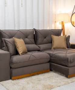 Sofá Retrátil Reclinável Gran Bello 2.50m Veludo Marrom 19 - Molas Ensacadas Pocket - Imagem 2