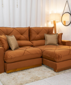 Sofá Retrátil Reclinável Gran Bello 2.50m Veludo Terracota 24 - Molas Ensacadas Pocket