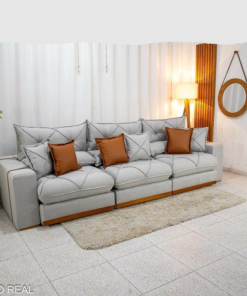 Sofá Retrátil Reclinável Gran Bello 3.20m Linho Cinza - Molas Ensacadas - Imagem 3
