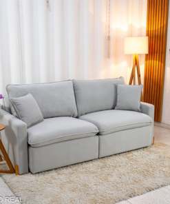Sofá Retrátil Luma 2.00m Veludo Premium Cinza 36 - Sem Caixa - Imagem 3