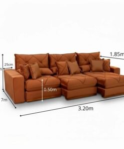 Sofá Retrátil Reclinável Gran Bello 3.20m Veludo Terracota 24 - Molas Ensacadas - Imagem 2