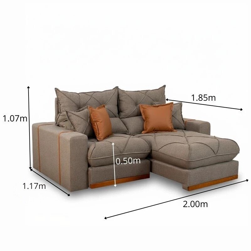 Sofá Retrátil Reclinável Gran Bello 2.00m Linho Marrom 28 - Molas Ensacadas Pocket - Imagem 2