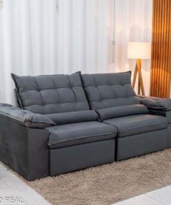 Sofá Retrátil Reclinável Emanuelly 2.30m Veludo Cinza 20 - Imagem 3