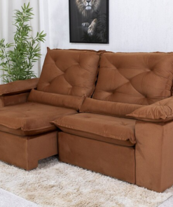 Sofá Retrátil Reclinável Roma 2.00m Veludo Terracota 24 - D28 Soft - Imagem 2