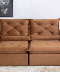 Sofá Retrátil Reclinável Roma 2.00m Veludo Terracota 24 - D28 Soft - Imagem 3