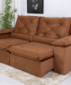 Sofá Retrátil Reclinável Roma 2.00m Veludo Terracota 24 - D28 Soft