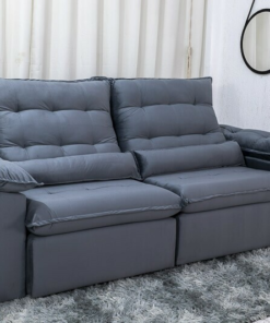 Sofá Retrátil Reclinável Emanuelly 2.00m Veludo Cinza 20 - Imagem 3