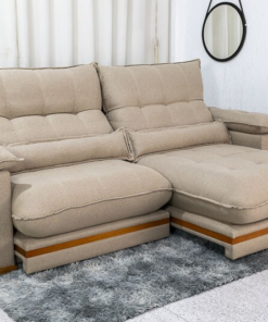 Sofá Retrátil Reclinável Ibis 2.50m Linho Bege 1006 - D33 e Molas Ensacadas - Imagem 2