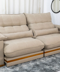 Sofá Retrátil Reclinável Ibis 2.50m Linho Bege 1006 - D33 e Molas Ensacadas - Imagem 3