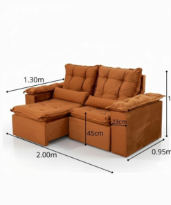 Sofá Retrátil Reclinável Grécia 2.00m Veludo Terracota - Sem Caixa - Imagem 2