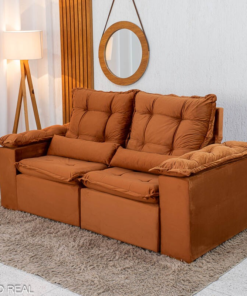 Sofá Retrátil Reclinável Grécia 2.00m Veludo Terracota - Sem Caixa - Imagem 3