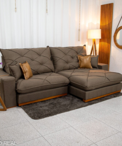 Sofá Retrátil Reclinável Malibu 2.90m Linho Marrom 1007 - D33 e Molas Ensacadas - Imagem 2