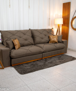 Sofá Retrátil Reclinável Malibu 2.90m Linho Marrom 1007 - D33 e Molas Ensacadas - Imagem 3