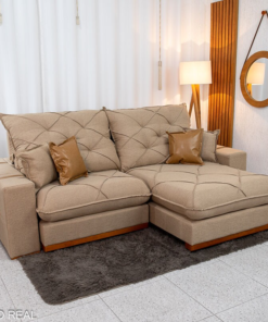 Sofá Retrátil Reclinável Malibu 2.50m Linho Bege 1006 - D33 e Molas Ensacadas - Imagem 2