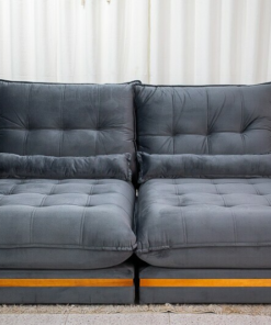 Sofá Retrátil Reclinável Ibis 2.30m Veludo Cinza 814 - D33 e Molas Ensacadas - Imagem 2