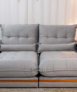 Sofá Retrátil Reclinável Ibis 2.50m Veludo Prata 823 - D33 e Molas Ensacadas