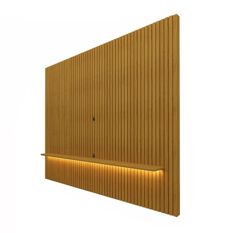 Painel Nobre Larg. 2.30m Naturale Ripado 100% MDF C/ Led para TV até 85" - Gelius - Imagem 3
