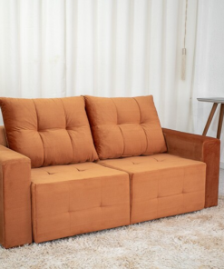 Sofá Retrátil Havaí 1.80m Veludinho Terracota - Sem Caixa - Imagem 3