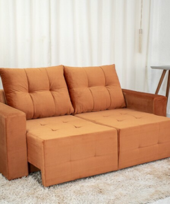 Sofá Retrátil Havaí 1.80m Veludinho Terracota - Sem Caixa