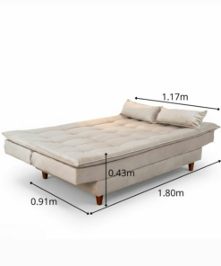 Sofá Cama Premium Veludo Bege 2269 Larg. 1.80m - Imagem 2