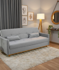 Sofá Cama Ipanema com Baú Linho Cinza 2275 - Larg. 2.05m