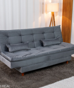 Sofá Cama Premium Veludo Cinza 2303 Larg. 1.80m