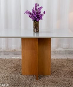 Alternative view of Mesa de Jantar Moscou 120x80 Vidro Off/Base Cinamomo - Minas Plac