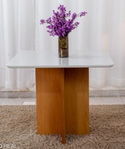 Mesa de Jantar Moscou 90x90 Vidro Off/Base Cinamomo - Minas Plac - Imagem 3