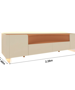 Rack Infinity 100% MDF Larg. 2.30m C/ Pés de Vidro Off/Terracota Gelius - Imagem 2