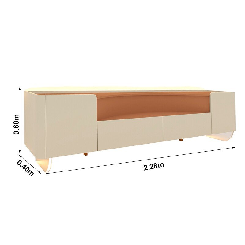 Rack Infinity 100% MDF Larg. 2.30m C/ Pés de Vidro Off/Terracota Gelius - Imagem 2