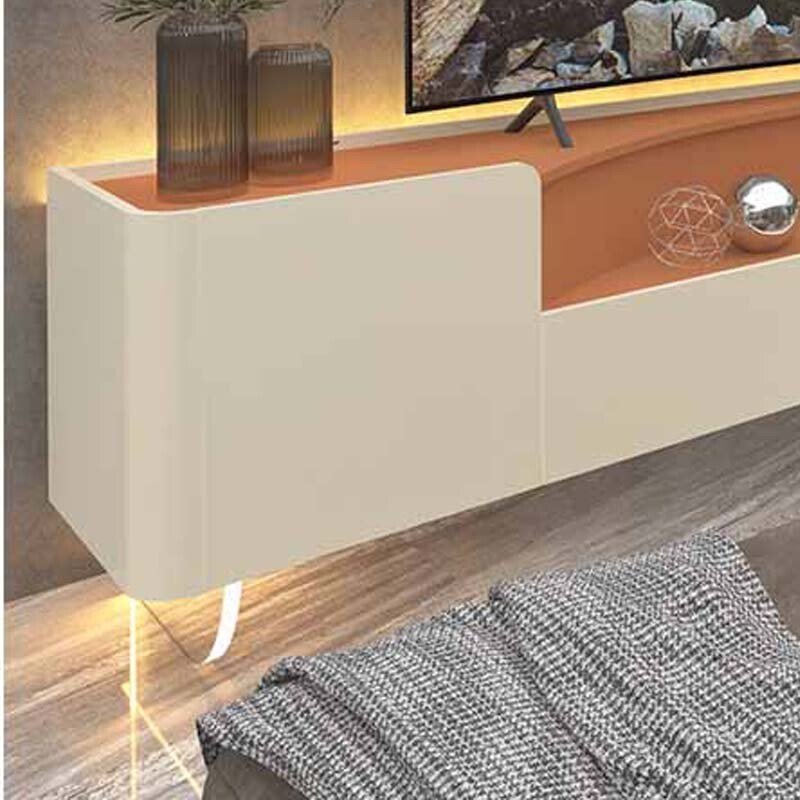 Rack Infinity 100% MDF Larg. 2.30m C/ Pés de Vidro Off/Terracota Gelius - Imagem 3