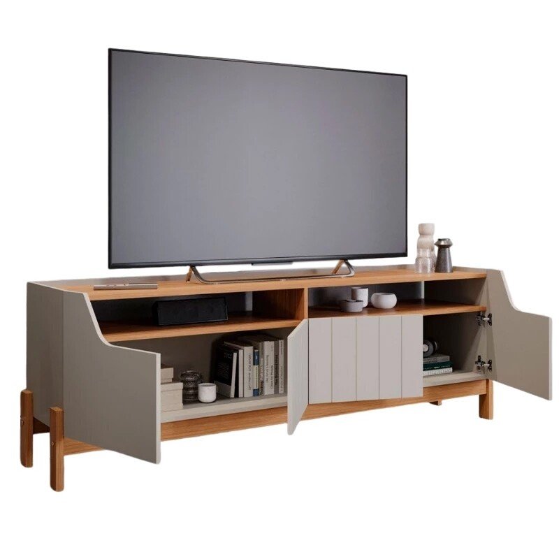 Bancada Moema Larg. 1.85m Off/Cinamomo + Painel Trend Ripado Larg. 1.80m Cinamomo 100% MDF - Permóbili - Imagem 2