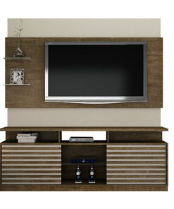 Rack Roma e Painel Turim para TV até 65 Polegadas Ypê/Off White Valdemóveis - Imagem 3
