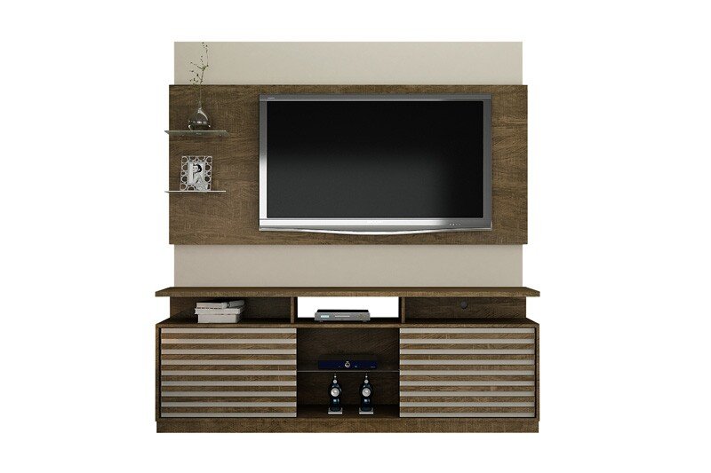 Rack Roma e Painel Turim para TV até 65 Polegadas Ypê/Off White Valdemóveis - Imagem 3