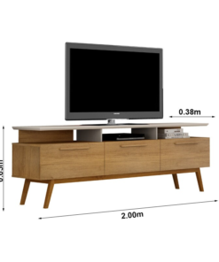 Rack Bancada São Paulo Larg.2.00m Cinamomo/Off para TV até 70" - Valdemoveis - Imagem 3
