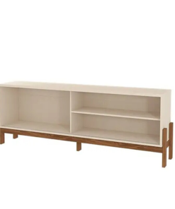 Rack Bancada New Aurora Larg. 1.88m Pérola Metalizada/Cinamomo Mel para TV até 75" - Mobler - Imagem 2