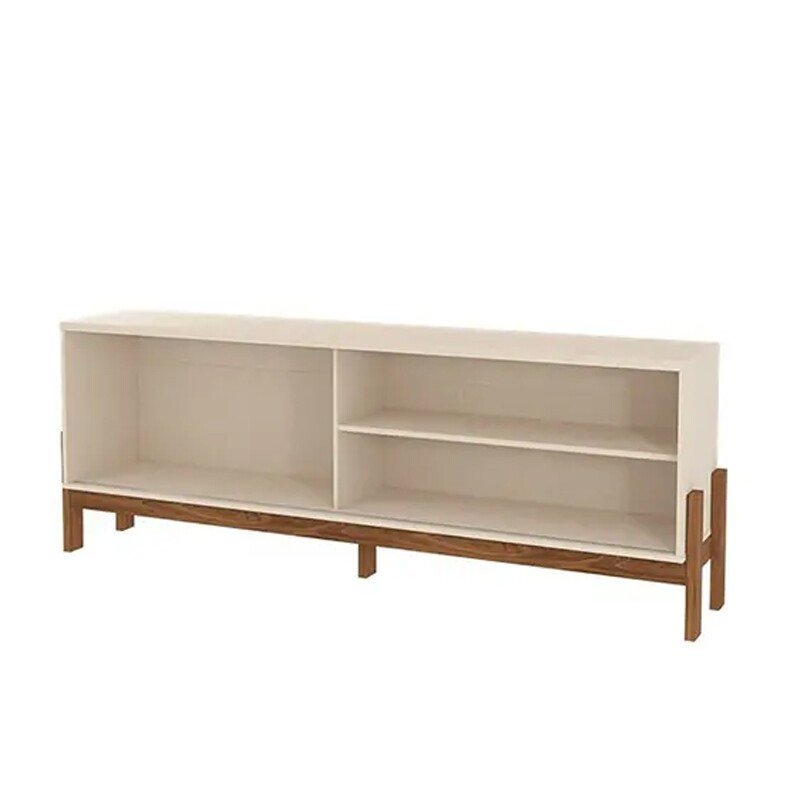 Rack Bancada New Aurora Larg. 1.88m Pérola Metalizada/Cinamomo Mel para TV até 75" - Mobler - Imagem 2