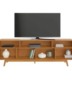 Rack Bancada Cristal Candian Larg. 2.00m Cinamomo/Off para TV até 70" - JCM - Imagem 2