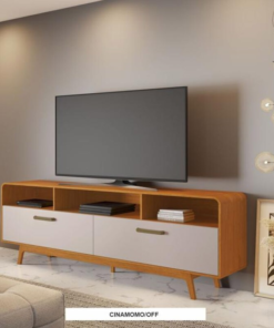 Rack Bancada Cristal Candian Larg. 2.00m Cinamomo/Off para TV até 70" - JCM