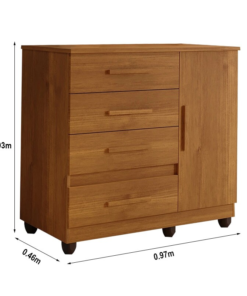 Cômoda New Florença com 4 Gavetas e 1 Porta Cinamomo Benetil - Imagem 3