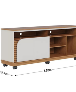 Rack Bancada Jurerê Larg. 1.50m Freijó/Off White para TV até 65"- Colibri - Imagem 3