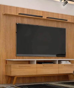 Rack São Paulo Cinamomo/Off TV até 75 Polegadas Larg. 2.00m + Painel Frisado Curitiba Cinamomo Larg. 2.24m - Valdemoveis