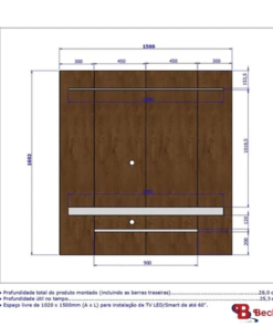 Painel Leme Larg. 1.50m Impressão Ripada 3D Ripado/Off White para TV até 60" - Bechara - Imagem 3